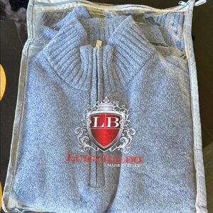 Men's Blue 100% Wool Quarter Zip Sweater Sz. S